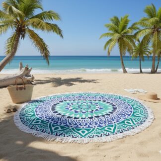 Round towel - Blue Aztec