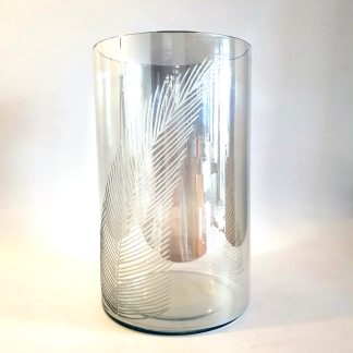 Hurricane vase with fern etching - Grey
