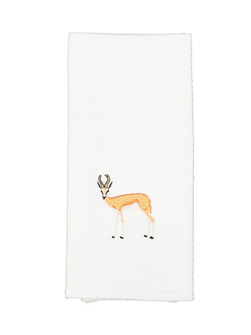 Embroidered tea towels - Springbok