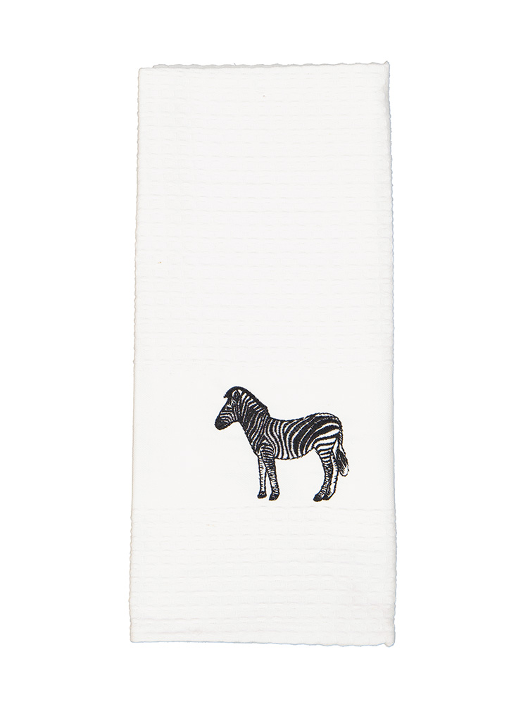 Embroidered tea towels - Zebra