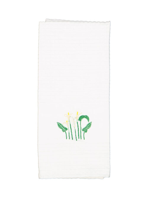 Embroidered tea towels Arum Lily