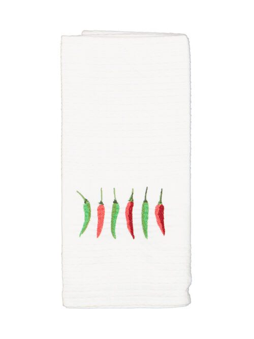 Embroidered Tea Towel Chillies