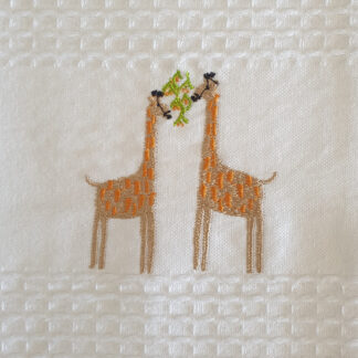 Embroidered tea towels Giraffe