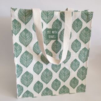 Canvas Shopper Green Leaf