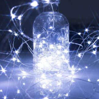 Light String on Silver Wire Pure White 5m Battery Operated