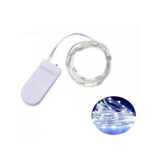 Mini Battery LED String on Silver Wire Pure White 2m