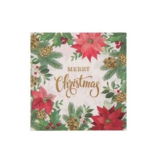 Pack of 20 Paper Serviettes Christmas Flower