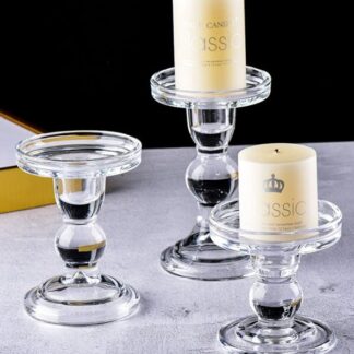 Set of 3 Glass Candle Holders 8.5cm, 11cm, 14cm
