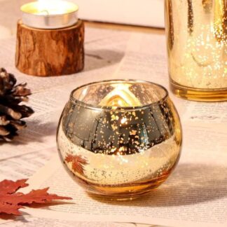 Small Gold Mercury Glass Ball Votive 5.5cm