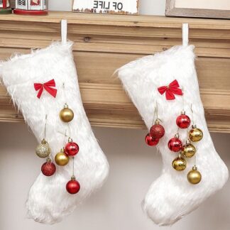 Faux Fur Christmas Stocking White 47.5cm
