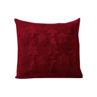Christmas Scatter Cover Plush Trees Dark Red 45x45cm