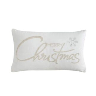 Christmas Scatter Cover Beaded Ivory Velvet 30x50cm