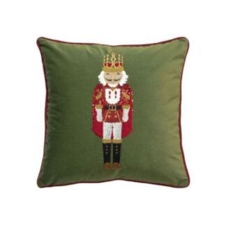 Christmas Scatter Cover Velvet Nutcracker Olive Green 45x45cm