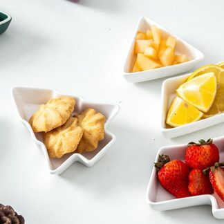 Set of 3 Small Ceramic Tree Plates White 10cm