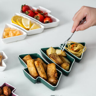 Ceramic 3 Segment Christmas Tree Plate Green 21.5cm