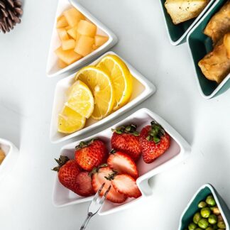 Ceramic 3 Segment Christmas Tree Plate White 21.5cm