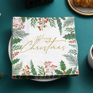 Pack of 20 Paper Serviettes Holly
