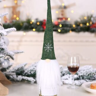 Felt Gnome Bottle Cover Green Hat