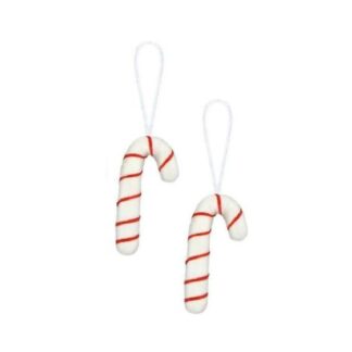 Pair of 2 Felt Candy Cane Pendants White