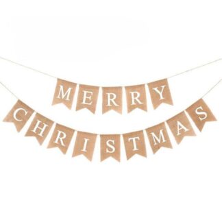 Two-Line Burlap Merry Christmas Bunting 2m