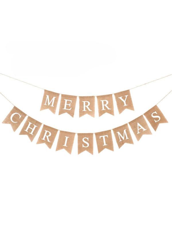 Two-Line Burlap Merry Christmas Bunting 2m