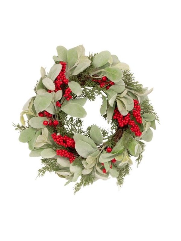 Lambs Ear, Fir & Berry Wreath 40cm