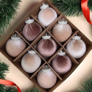 Velvet Baubles Mocha/Champagne Box of 9