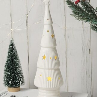 White Ceramic LED Tiered Tree 29cm