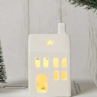 White Ceramic LED House 10.5cm