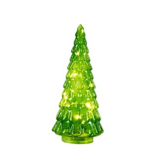 Glass Cone LED Tree Green 26cm