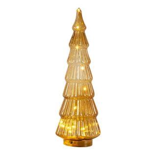 Glass Tiered LED Tree Amber 33cm