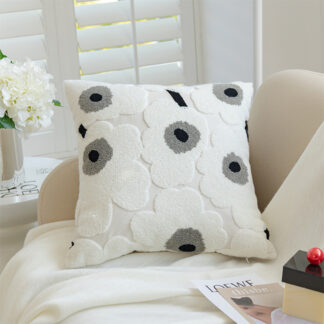 Scandi Flower Tufted Cushion Grey 45x45cm