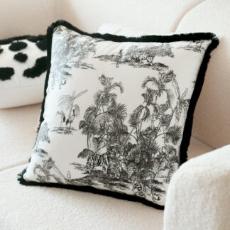Velvet Toile de Jouy Cushion 45x45cm