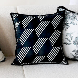 Black Bauhaus Velvet Cushion 45x45cm