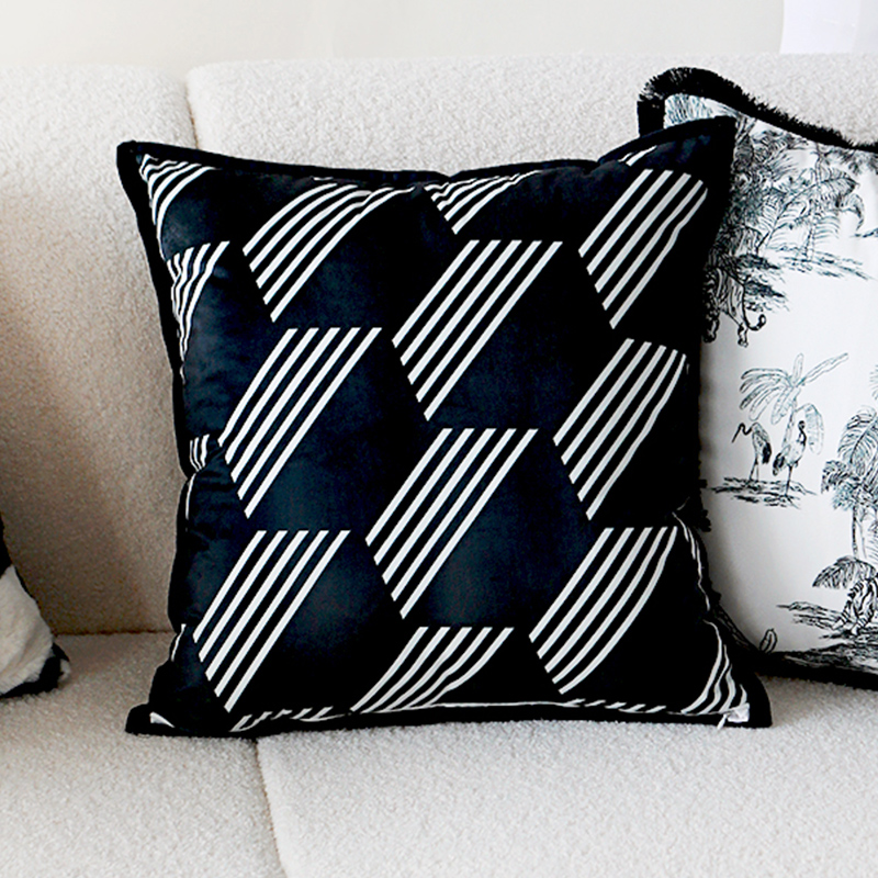 Black Bauhaus Velvet Cushion 45x45cm