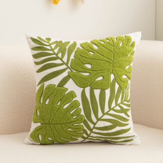 Embroidered Cushion Green 45x45cm