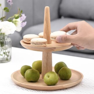 Small 2 Tier Rubber Wood Display Stand