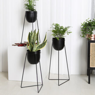 Set of 3 Black Metal Planters
