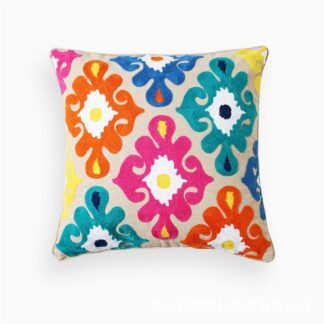 Bright Boho Embroidered Cushion Square 45x45cm