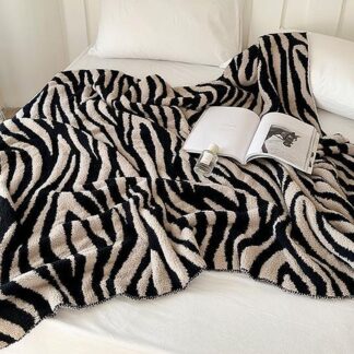 Zebra Stripe Blanket Black & Ivory 180x130cm