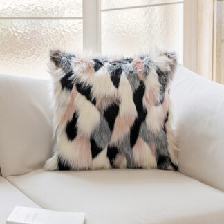 Faux Fur Cushion Pink Multi 45x45cm