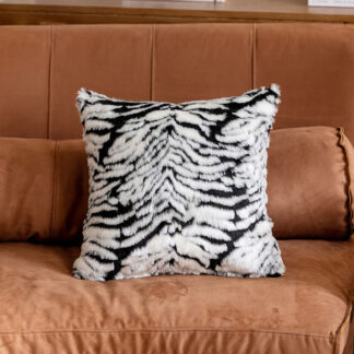 Faux Fur Cushion Black & White Zebra Stripe