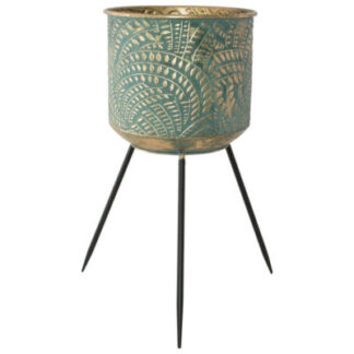 Green & Gold Tripod Planter L