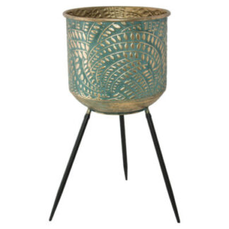 Green & Gold Tripod Planter S