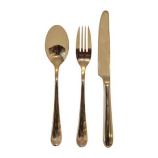 Dinner Knife, Fork & Spoon Set Gold