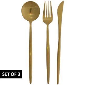 Knife, Fork & Spoon Set Gold