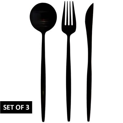Knife, Fork & Spoon Set Black