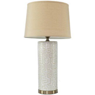 Beige Geo Lamp & Shade