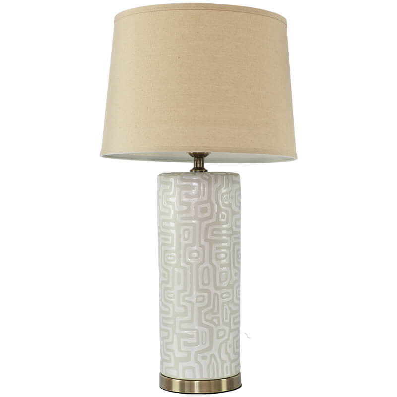 Beige Geo Lamp & Shade