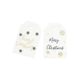 Pack of 20 Christmas Gift Tags White Gold Black